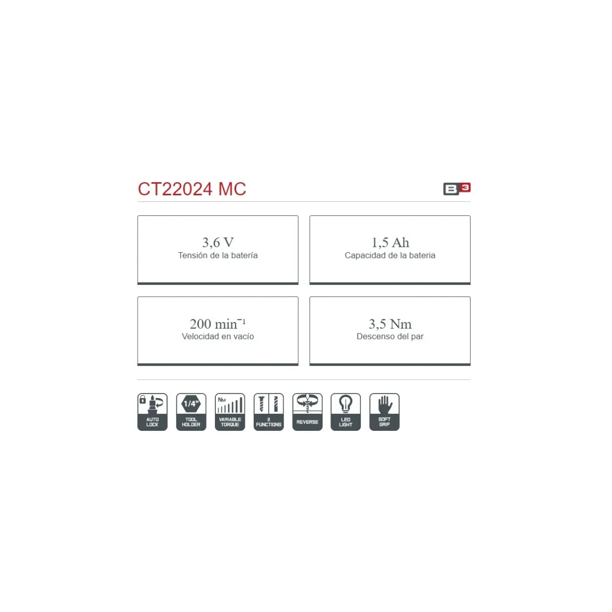 Atornillador batería Crown 3,6V/1,5Ah