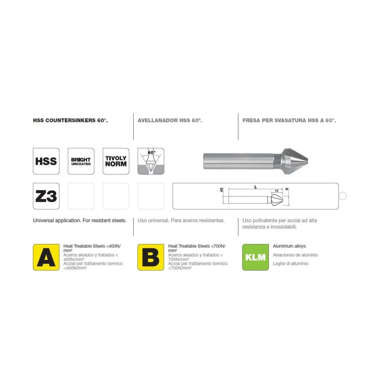 Avellanador HSS 60º Tivoly