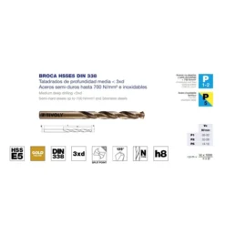 Broca DIN-338 cilíndrica HSSE5 3XD Gold Cobalto