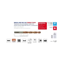 Broca DIN-338 cil铆ndrica HSS 3XD Furius Ti2CN