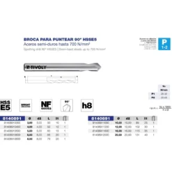 Broca puntear 90º NF-66052 HSSE5