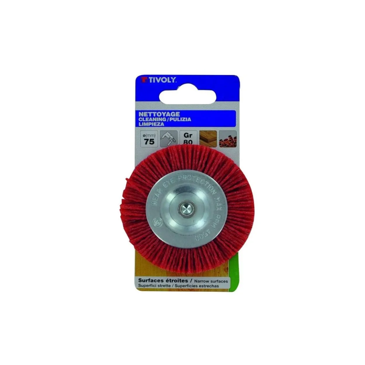 Cepillo nylon rojo circular tivoly para taladro