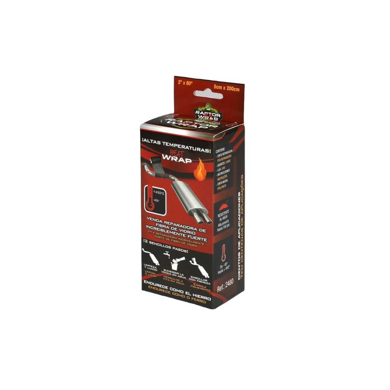 Cinta reparadora Raptor Wrap Heat altas temperaturas fibra de vidrio