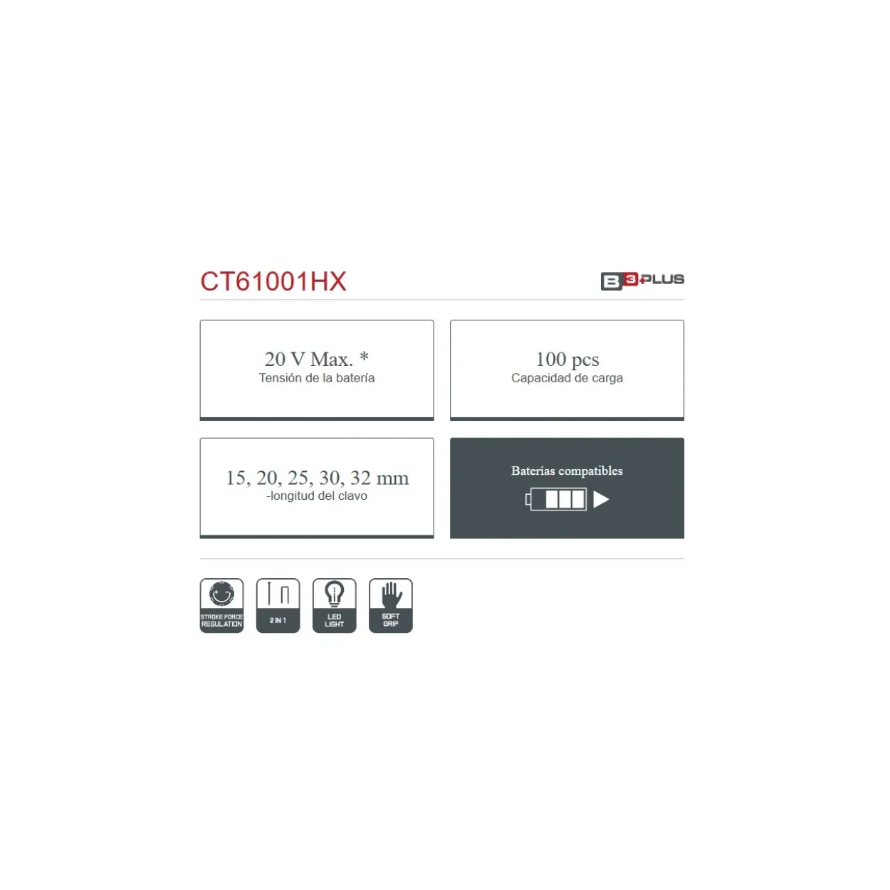 Clavadora - grapadora batería Crown 20V