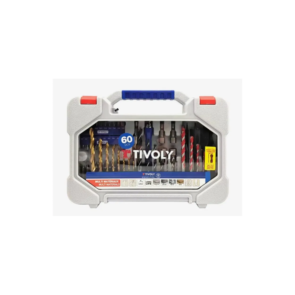 Juego de brocas + puntas 60 pcs Tivoly