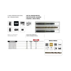 Juego machos maquina HSS-E pavonado + broca