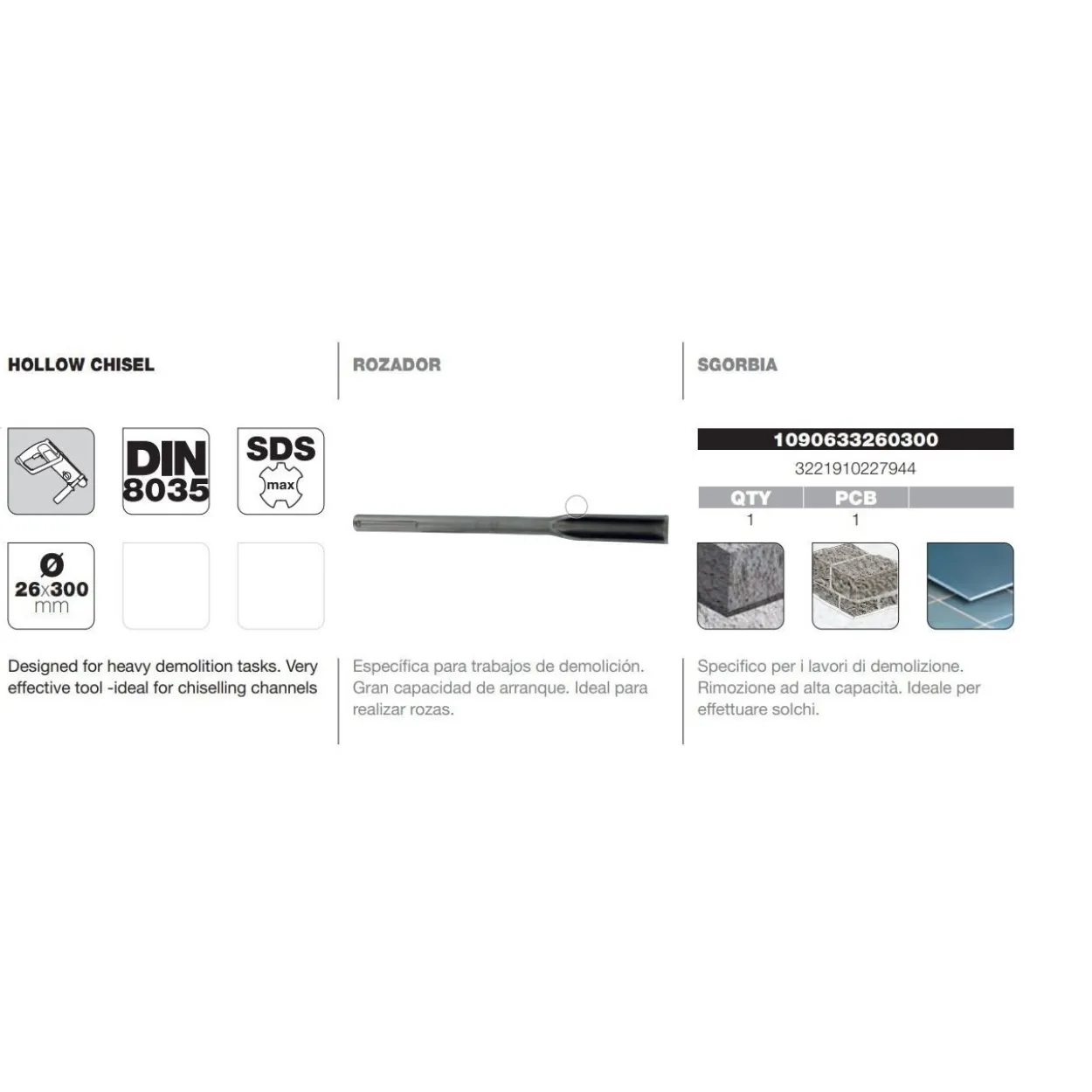 Rozador DIN-8035 SDS-Max Tivoly