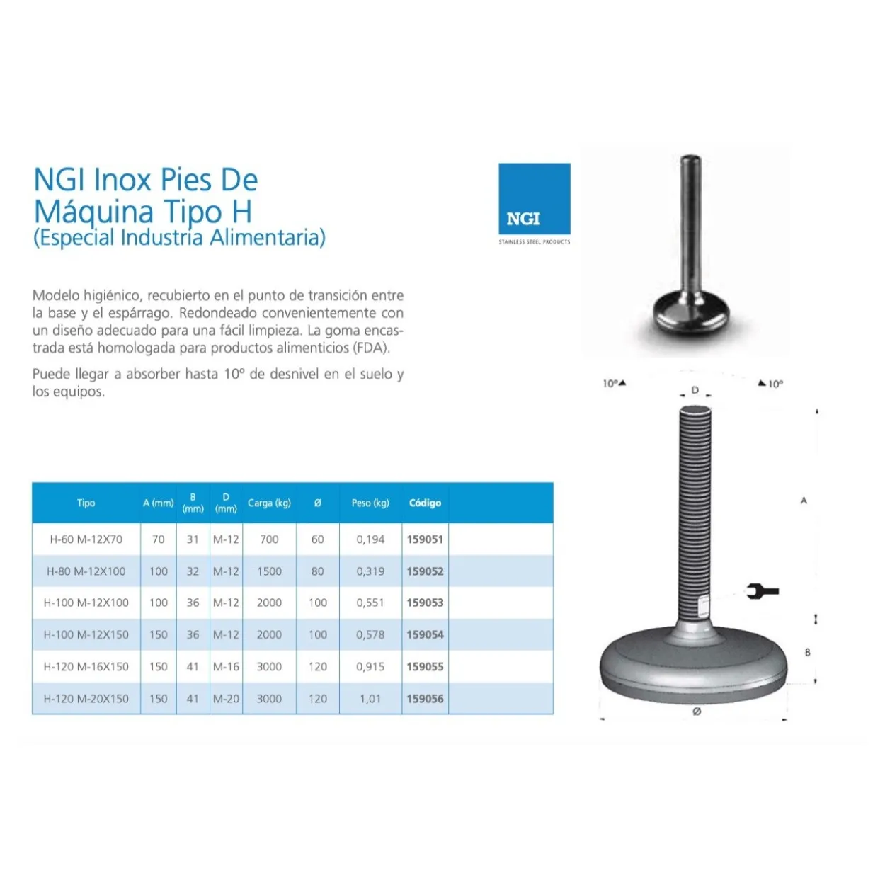 Soporte pie máquina NGI-H INOX