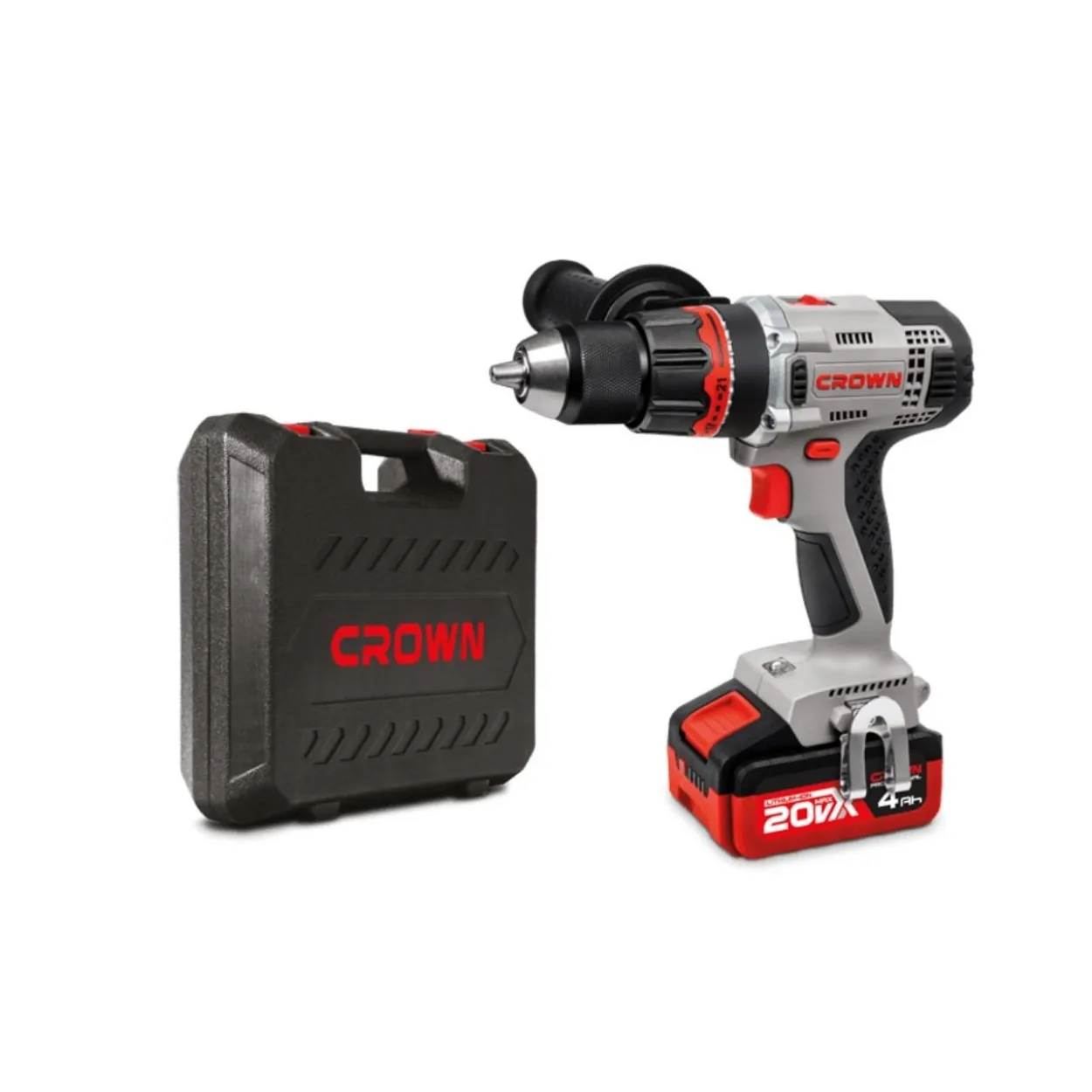 Taladro atornillador batería Crown 20V/4Ah 40/60Nm