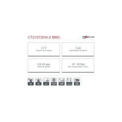 Taladro atornillador batería Crown 12V/2Ah