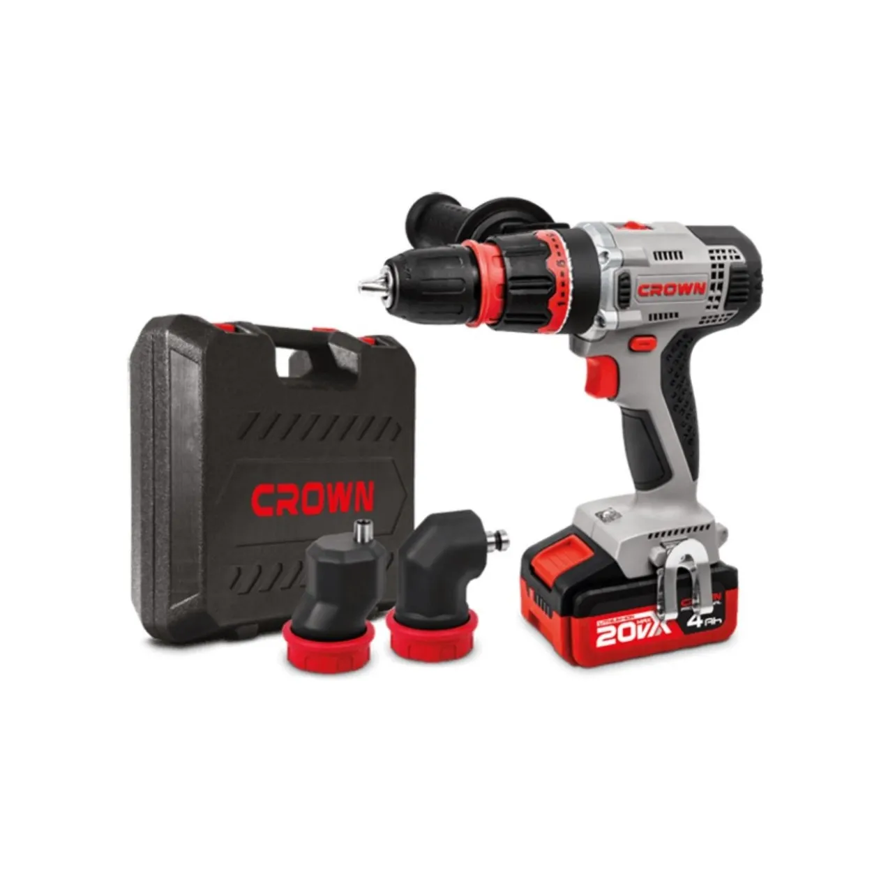 Taladro atornillador cabezal Crown 20V/4Ah 40/60Nm