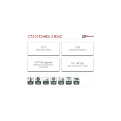 Taladro atornillador hexagonal batería Crown 12V/2Ah