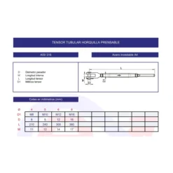 Tensor tubular prensable horquilla inoxidable A4