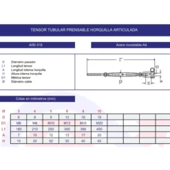 Tensor tubular prensable horquilla articulada inoxidable A4