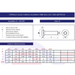 Tornillo allen ISO-7380 inoxidable A2