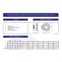 Tuerca autoblocante brida DIN-6927 paso fino
