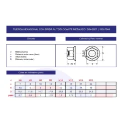 Tuerca autoblocante brida DIN-6927 cincada